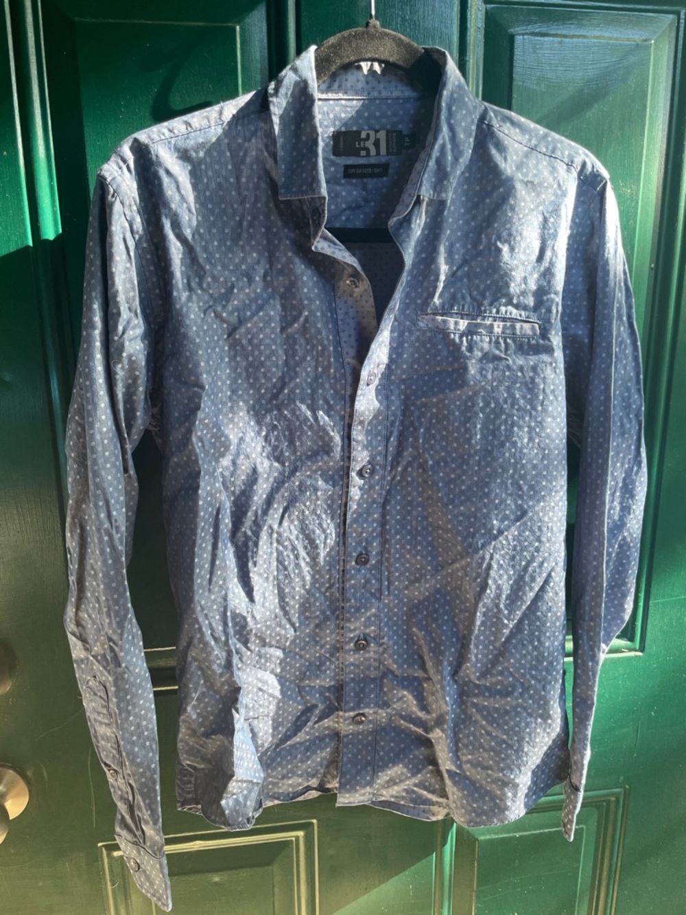 Simons Navy Blue Microdot Casual Button-Down Shirt